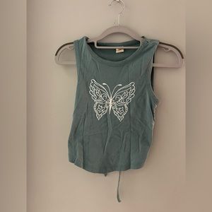 DIAMANTE BUTTERFLY TIE-BACK TANK TOP